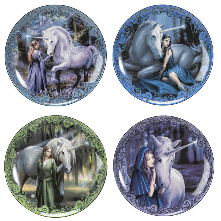 Unicorn & Maiden Dessert Plates Set