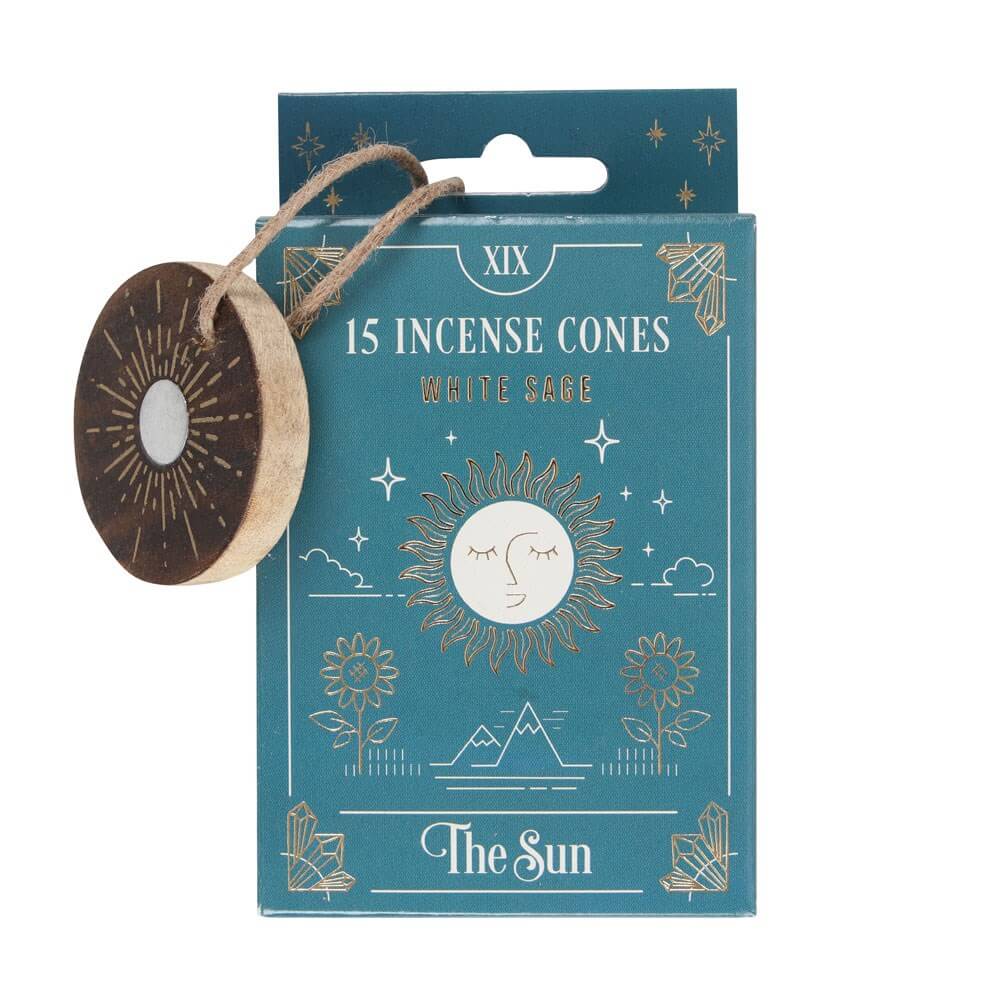 The Sun Tarot White Sage Incense Cones & Holder