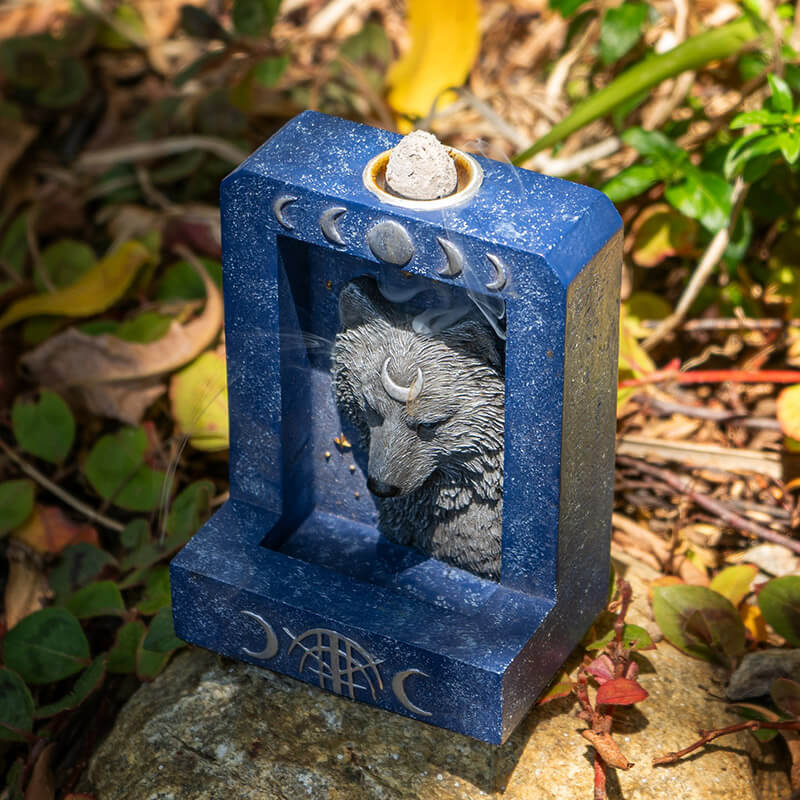 Moon Phase Wolf Backflow Incense Burner