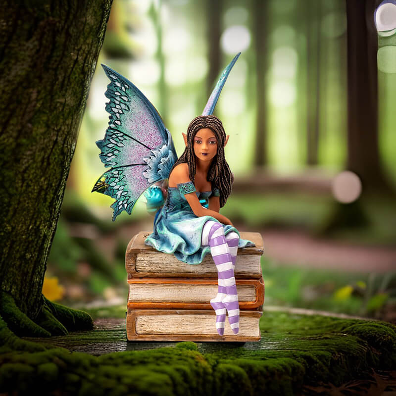 Book Stack Fairy Figurine