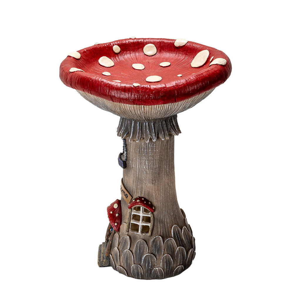 'Welcome' Toadstool Mushroom House with LED Figurine