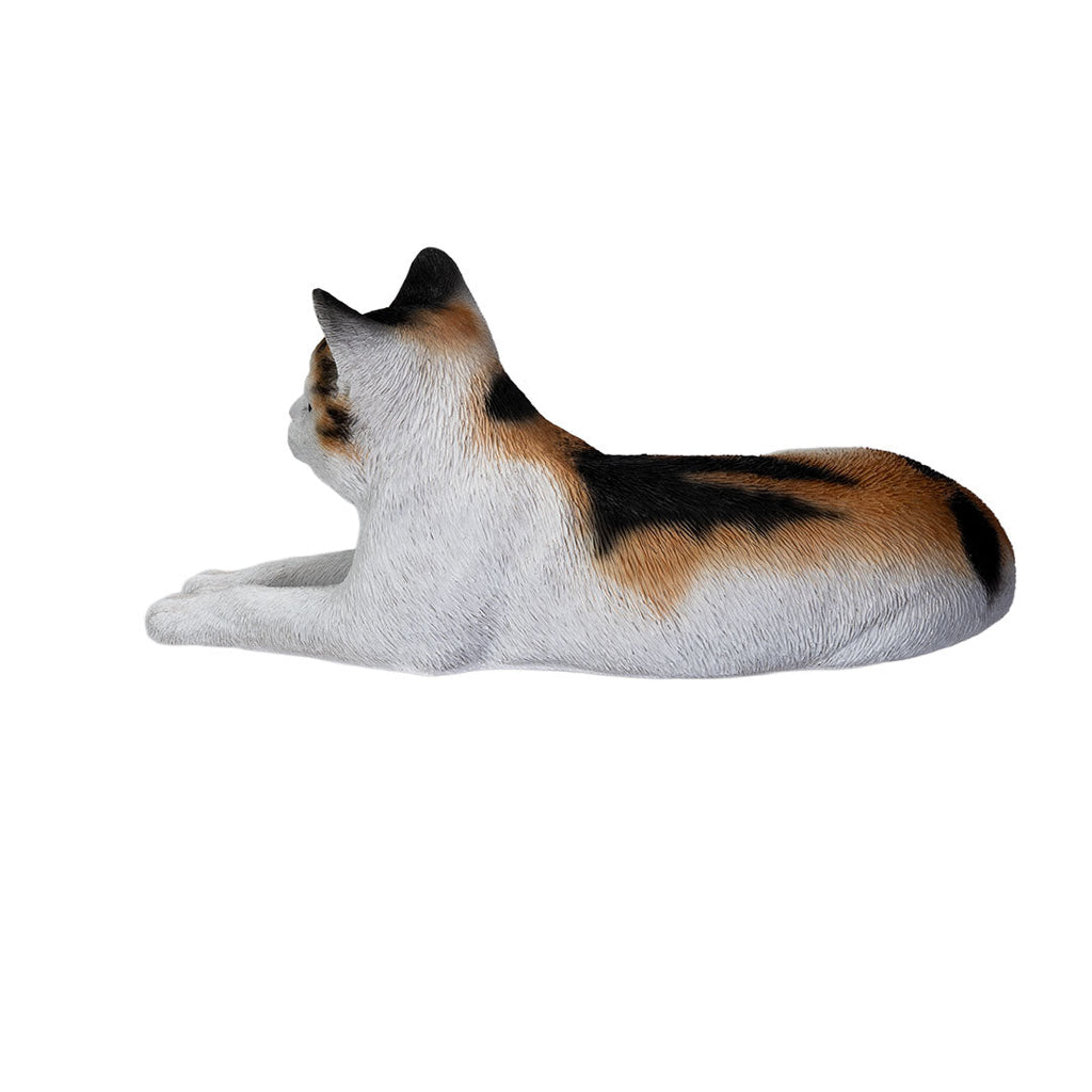 Lying Down Calico Cat Figurine