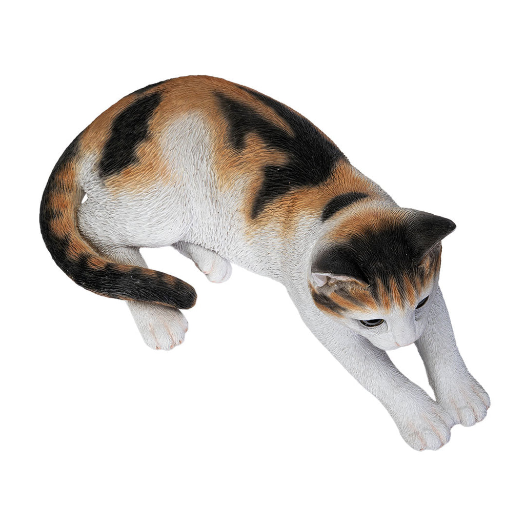 Lying Down Calico Cat Figurine