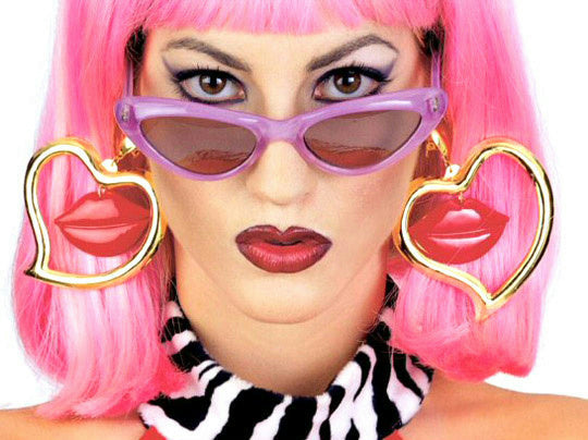 Hot Lips Heart Jumbo Hoop Earrings Clip On Style