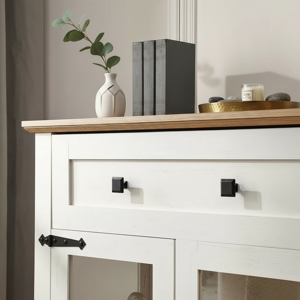 Modern Glass Door Cabinet – 3 Styles | Adjustable Shelves | Compact Storage Cupboard