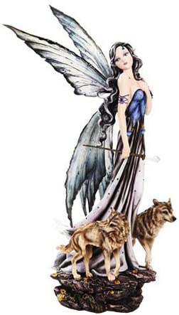 Fairy with Brown Wolves Figurine