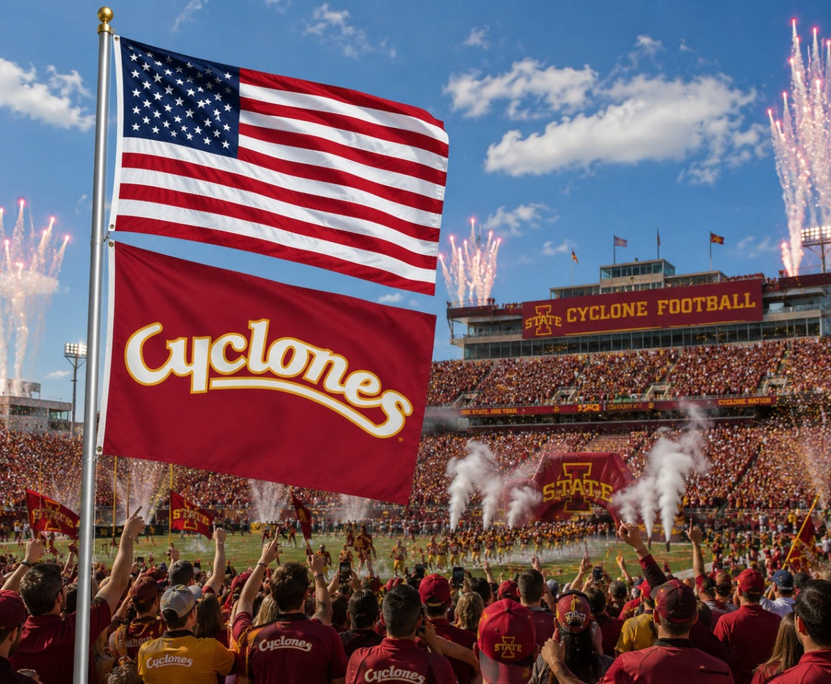 Cyclones Script Outline 2 Sided 3x5 Flag Iowa State