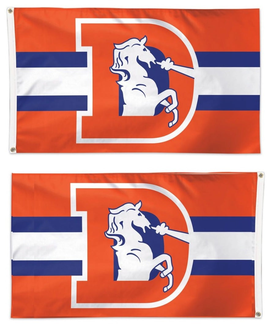 Denver Broncos Flag 2 Sided 3x5 Retro Logo