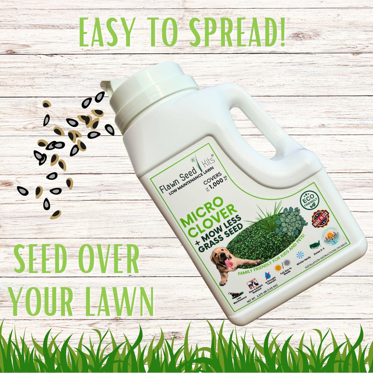 Micro Clover + Mow Less Grass Seed