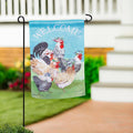 Floral Chickens 2 Sided Garden Flag