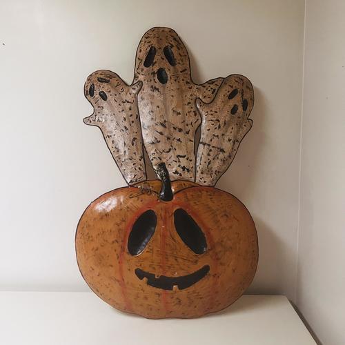 Metal Pumpkin and Ghost Yard Art 41"x24"