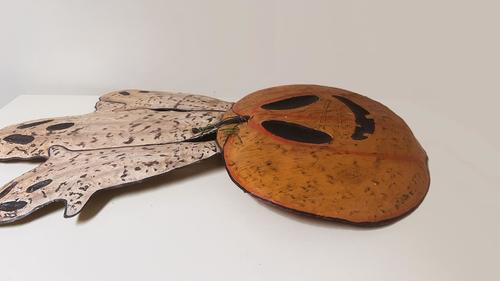 Metal Pumpkin and Ghost Yard Art 41"x24"
