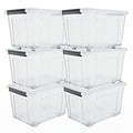 72/97QT Storage Box with Wheels & Lid – Stackable Heavy Duty Organizer 4-6-Pack