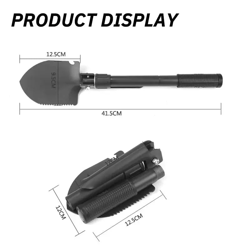 6-in-1 Folding Camping Shovel with Pick, Saw & Carry Pouch