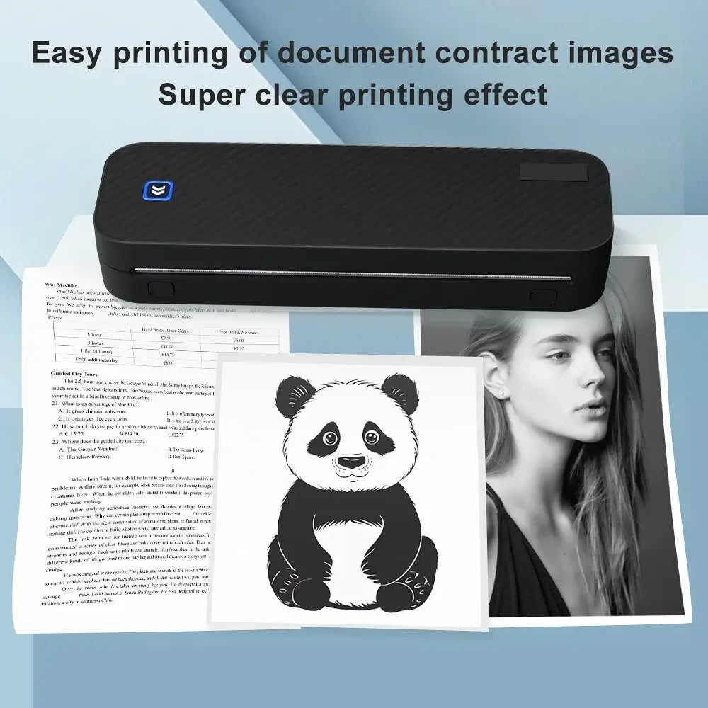Portable A4 Bluetooth Thermal Printer & Paper Roll Option