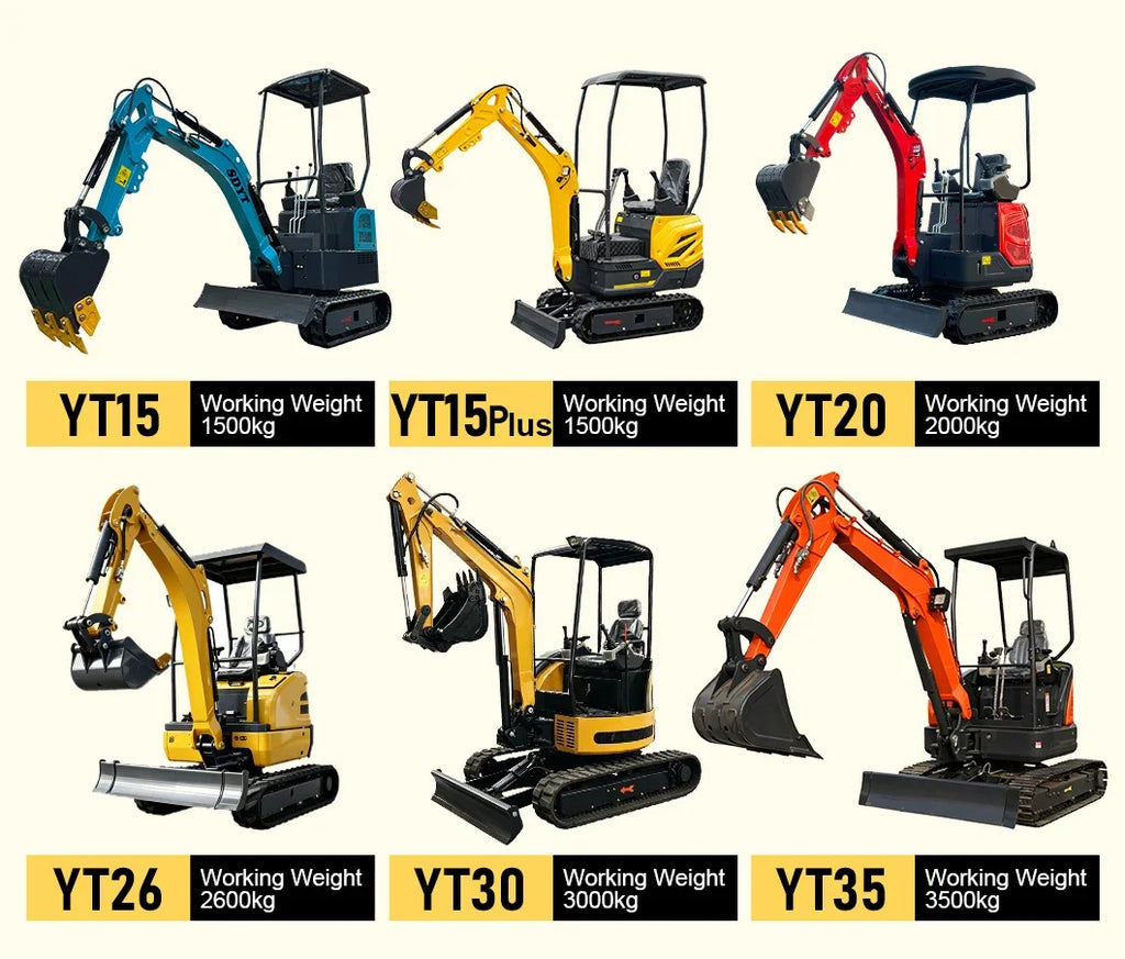 1 Ton Mini Excavator with Custom Color Options