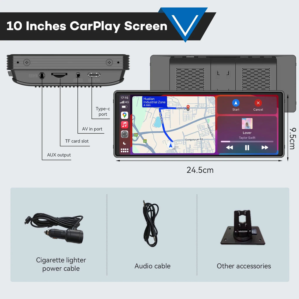 10.26-Inch Portable Wireless Apple CarPlay & Android Auto Screen