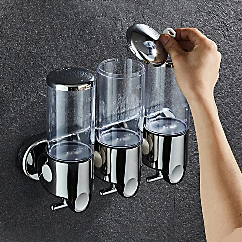 Wall-Mounted Shampoo & Soap Dispenser – 1, 2 or 3 Chambers