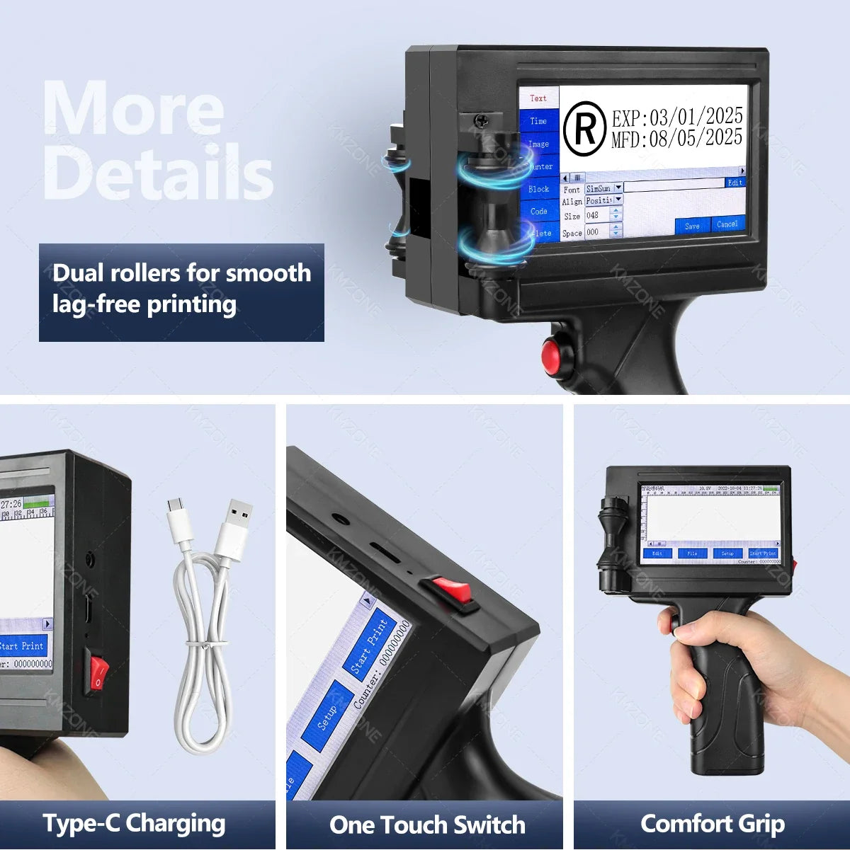 Handheld TIJ Inkjet Coding Printer with 4.3-Inch Touchscreen