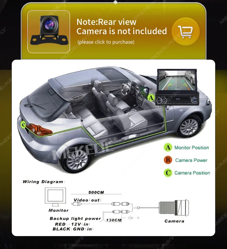 7-Inch Retractable Single-DIN Car Stereo with CarPlay & Android Auto