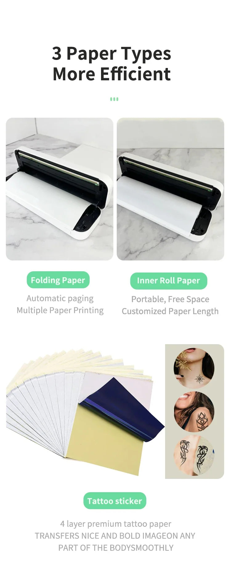 Portable A4 Bluetooth Thermal Printer & Paper Roll Option