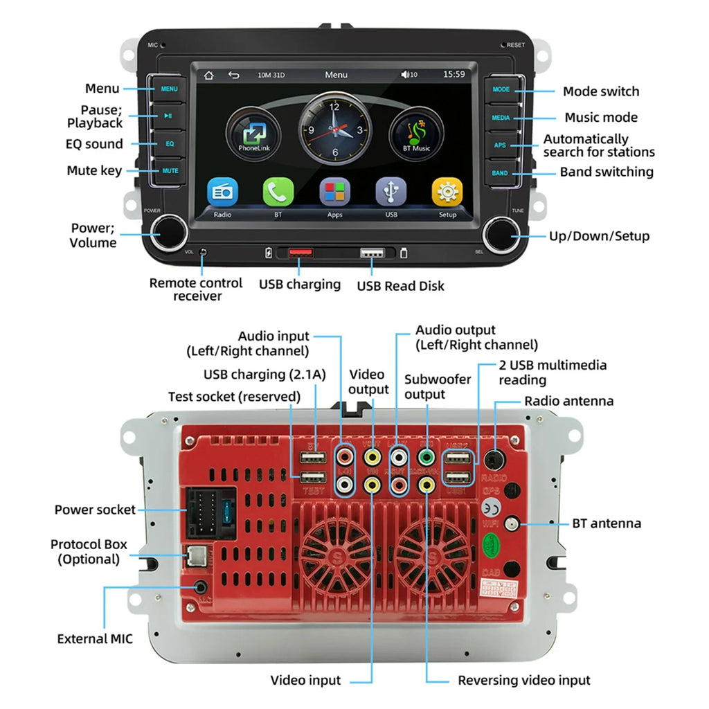 7-Inch Touchscreen Car Stereo with Apple CarPlay & Android Auto