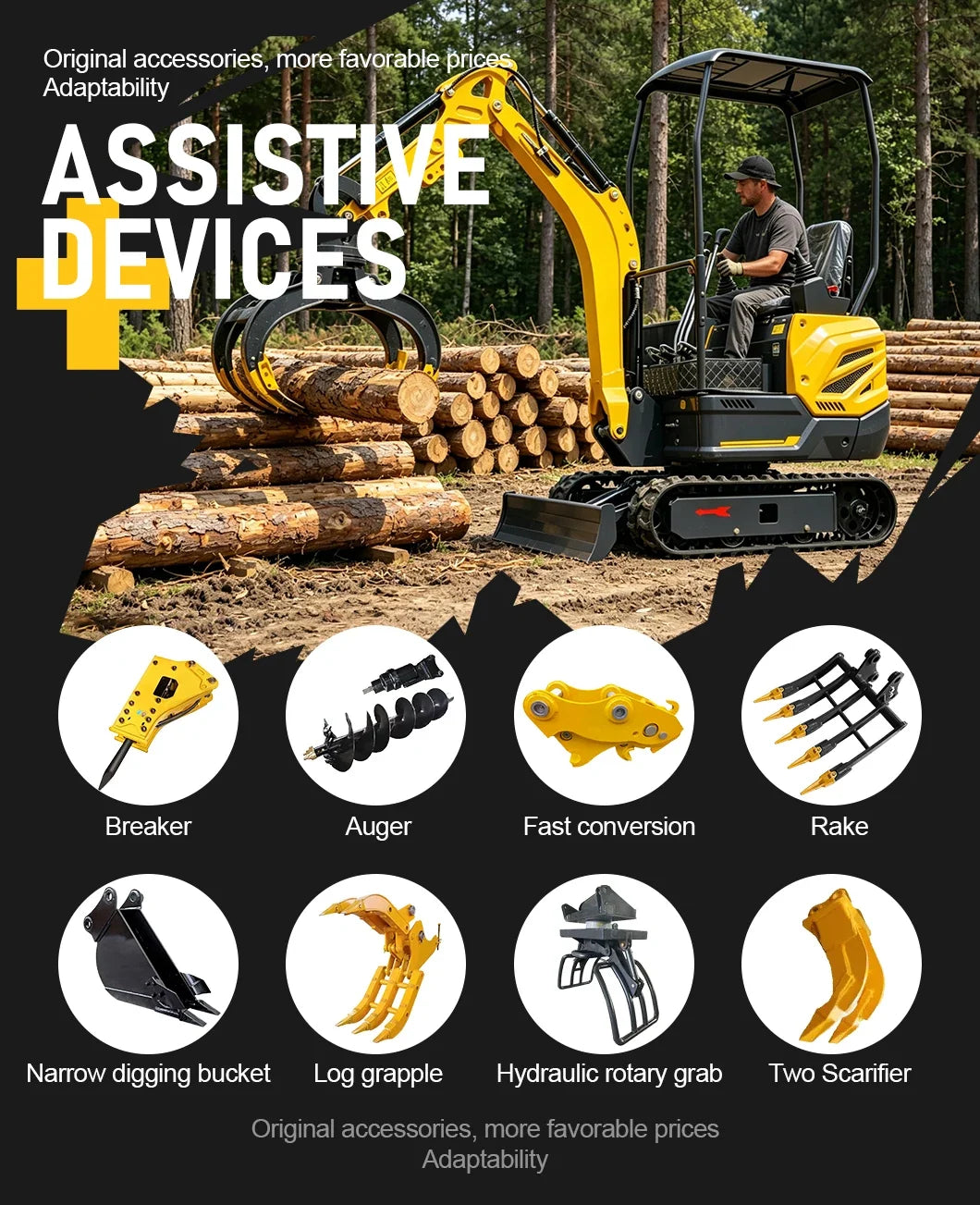 1 Ton Mini Excavator with Custom Color Options