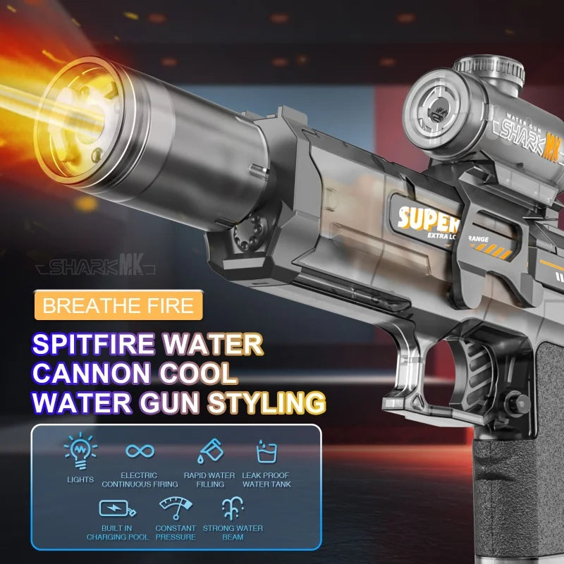 Electric Toy Water Gun with Light – Black or Blue