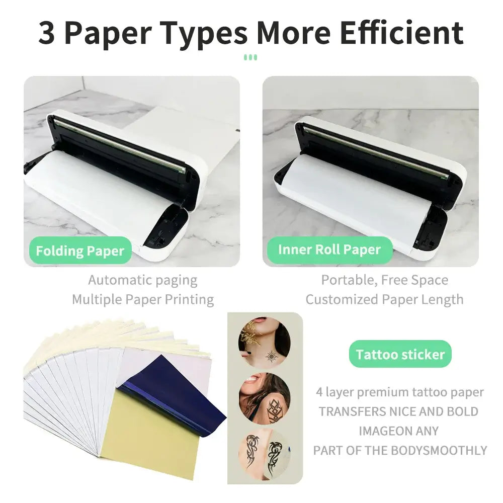 Portable A4 Bluetooth Thermal Printer & Paper Roll Option
