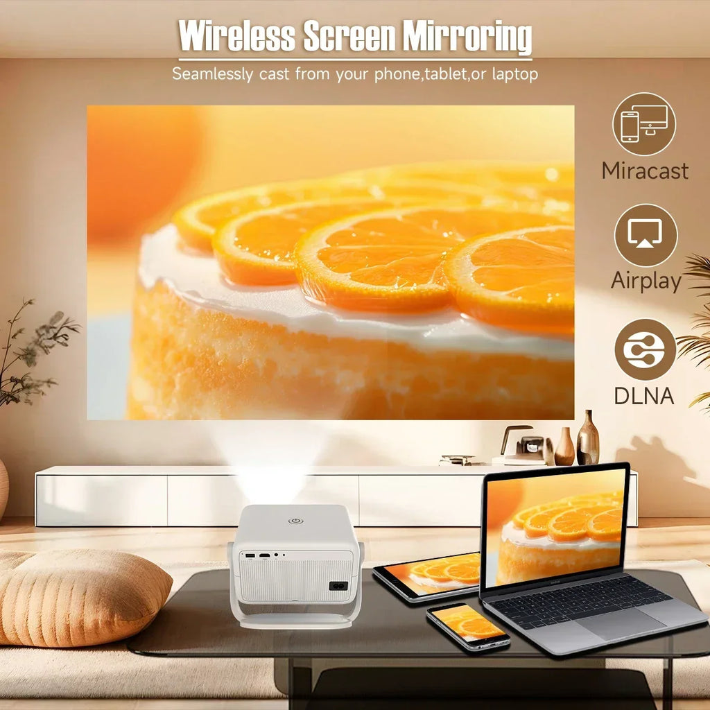 White Portable Android Projector with HDMI & Bluetooth