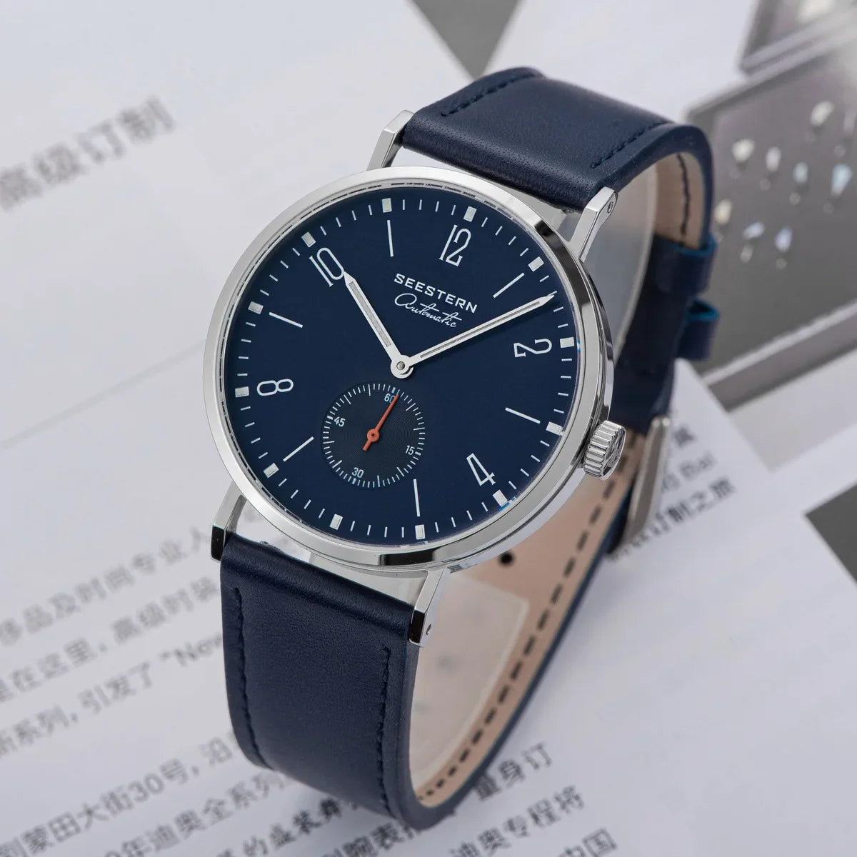 SEESTERN S382 Men’s Automatic Dress Watch with Leather Strap