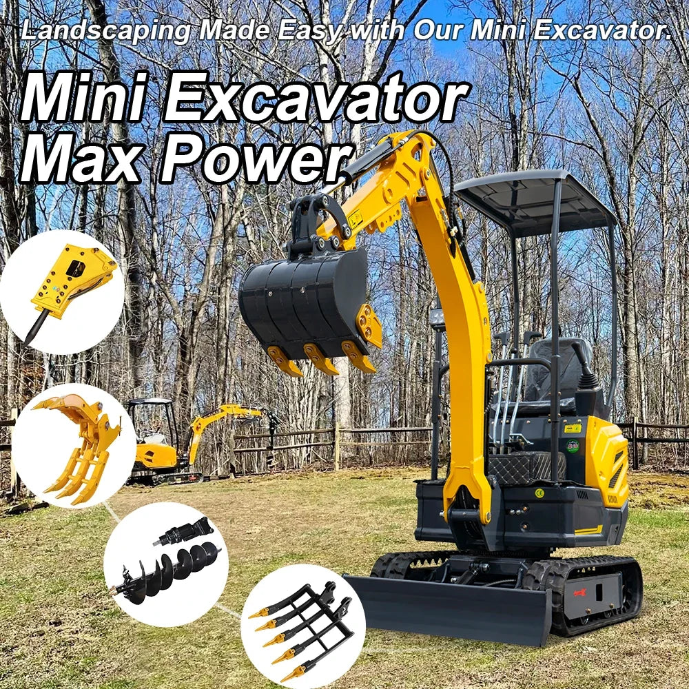 1 Ton Mini Excavator with Custom Color Options