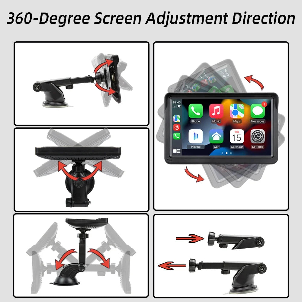 7-Inch Portable Wireless Apple CarPlay & Android Auto Screen