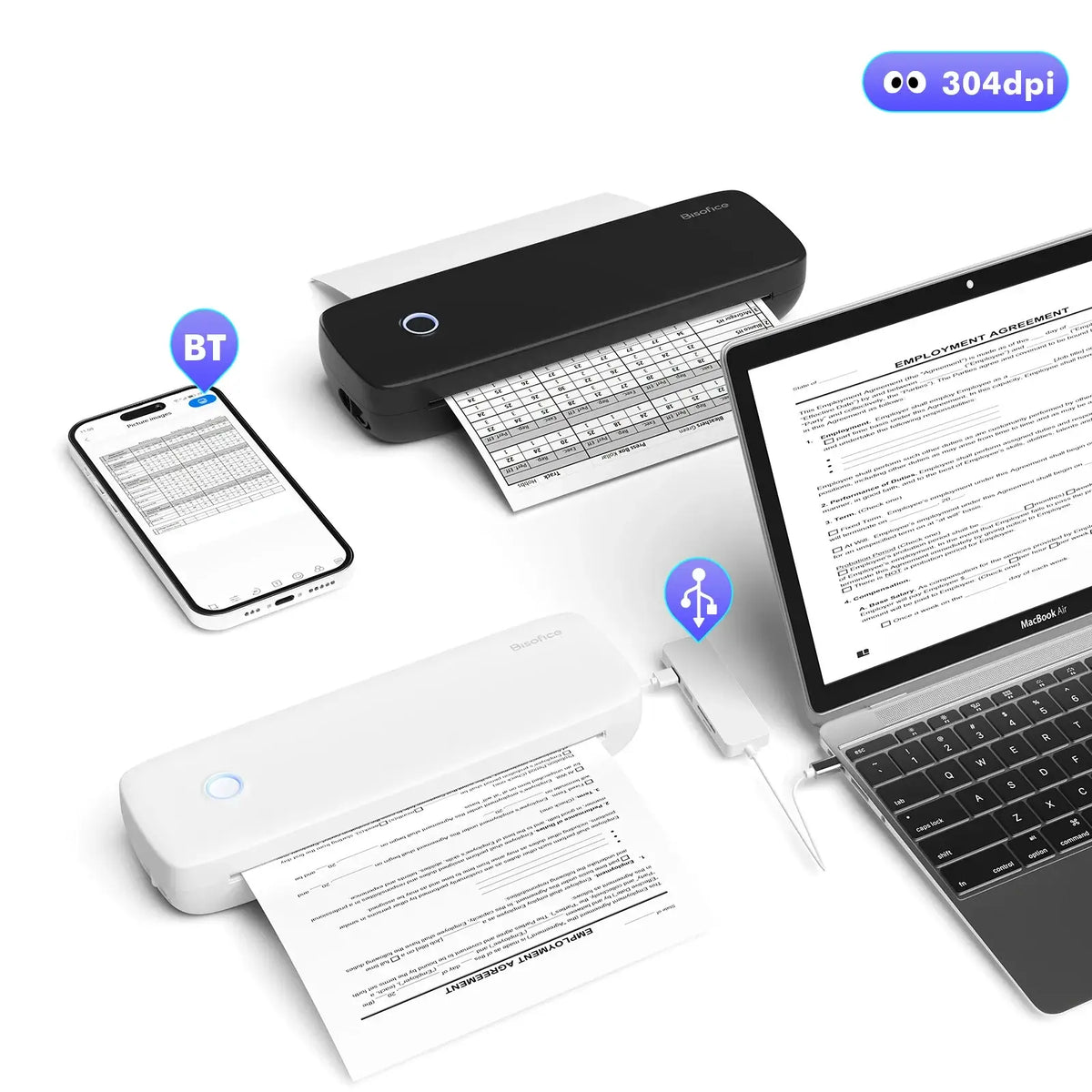 Portable Thermal Label Printer with Bluetooth & USB