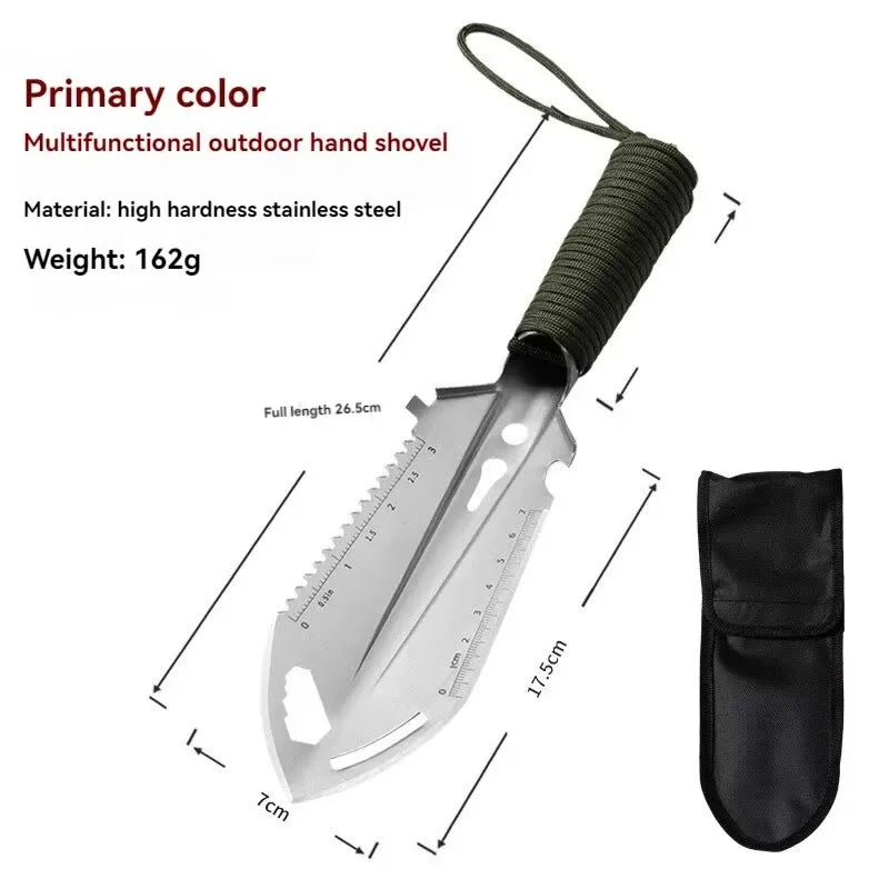 6-in-1 Folding Camping Shovel with Pick, Saw & Carry Pouch