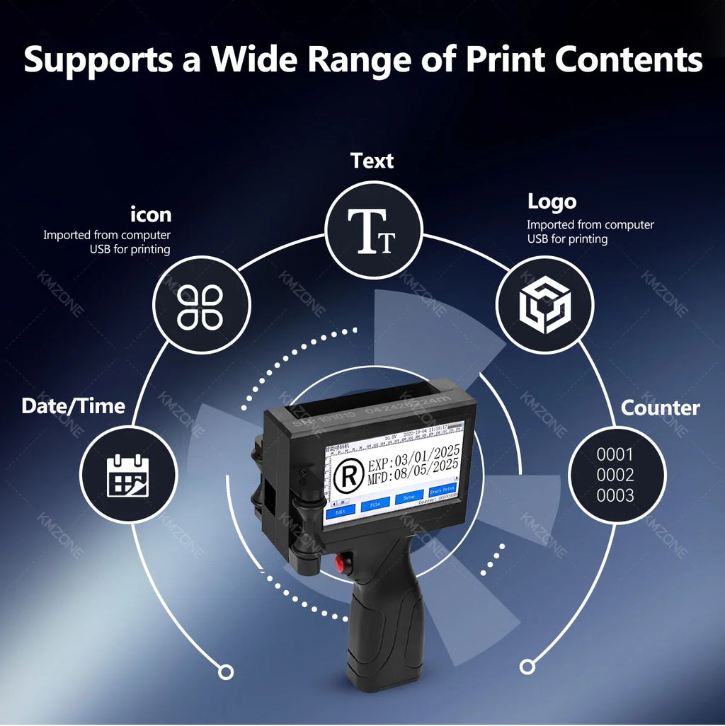 Handheld TIJ Inkjet Coding Printer with 4.3-Inch Touchscreen