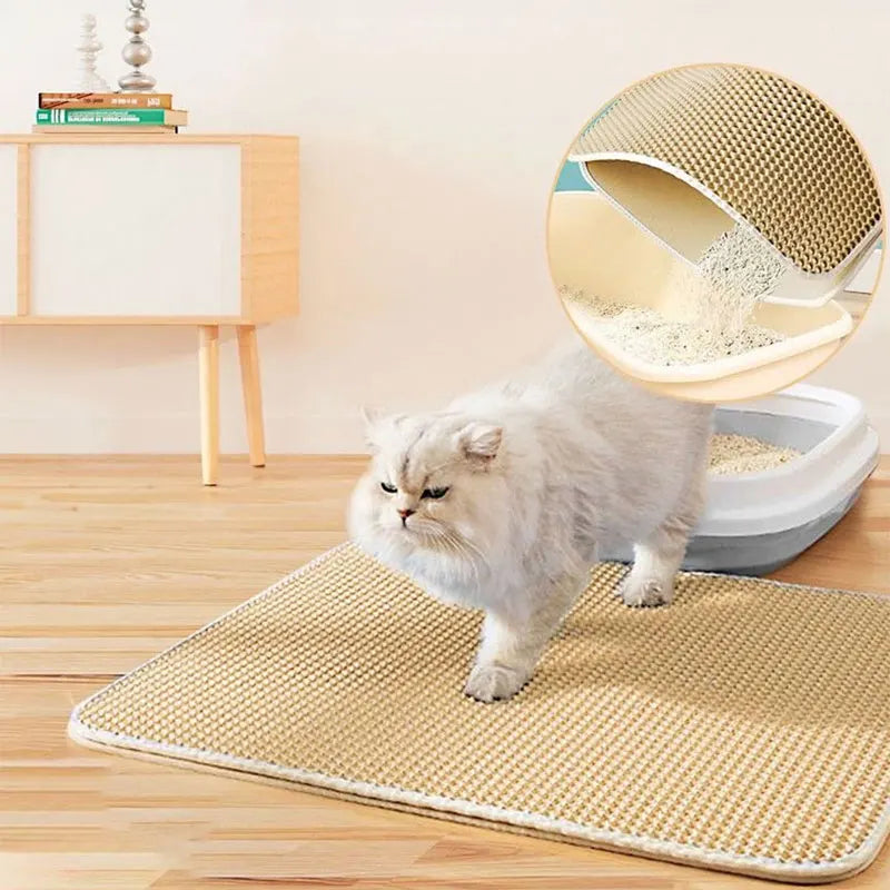Double-Layer Cat Litter Trapping Mat with Non-Slip Base