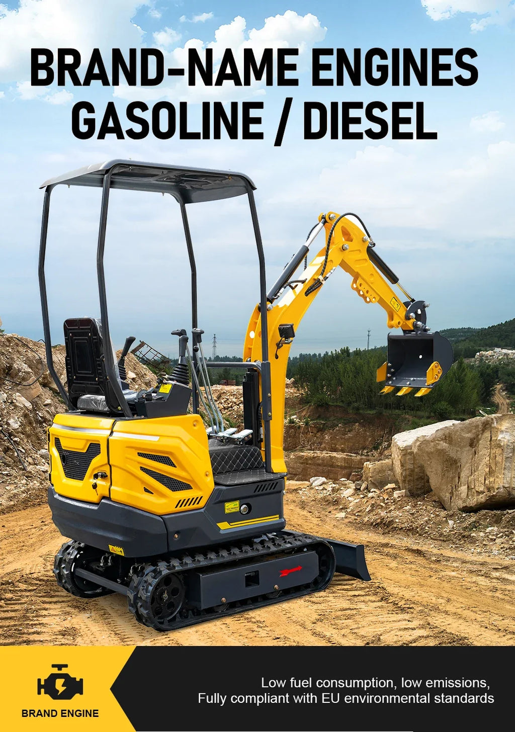1 Ton Mini Excavator with Custom Color Options