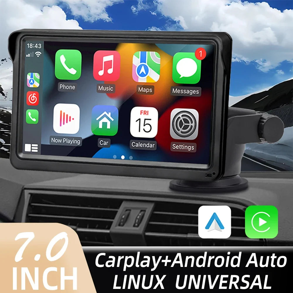 7-Inch Portable Wireless Apple CarPlay & Android Auto Screen