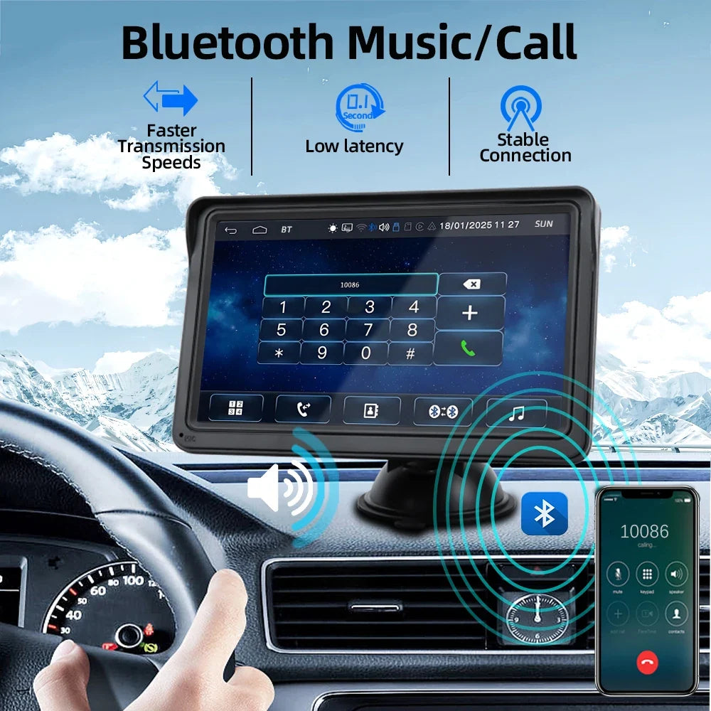 7-Inch Portable Wireless Apple CarPlay & Android Auto Screen