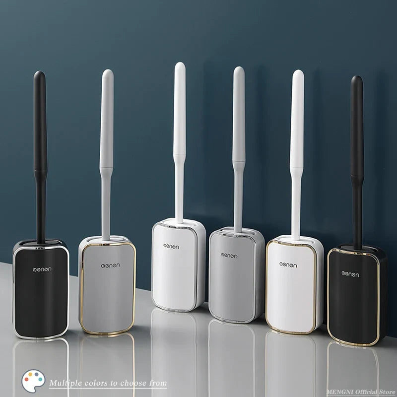 Wall-Mounted Toilet Brush Set with Draining Holder