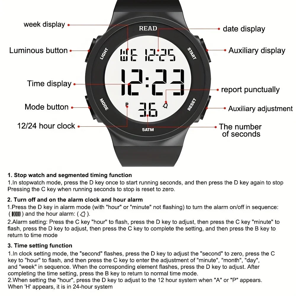 Women’s LED Digital Watch with Silicone Band
