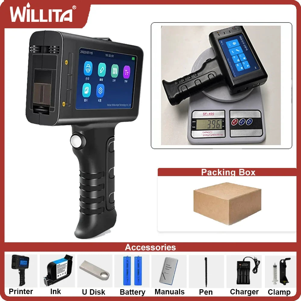 WILLITA Handheld Inkjet Coding Printer with 5-Inch Touchscreen