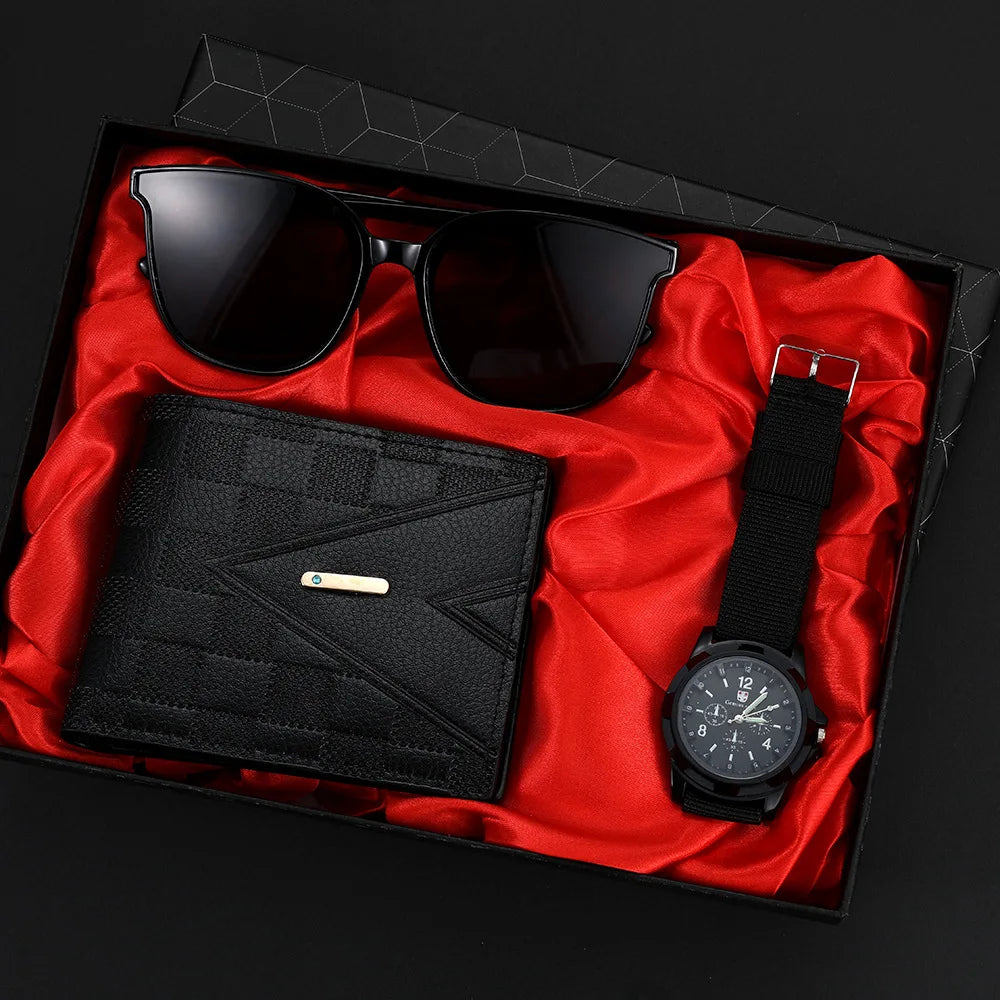 Men’s 3-Piece Gift Set – Quartz Watch, Sunglasses & Wallet