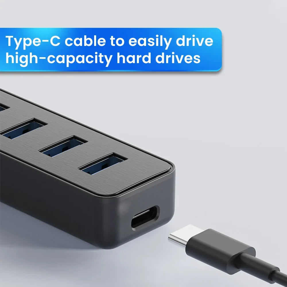 4-Port USB 3.0 Hub with Type-C Splitter & Cable