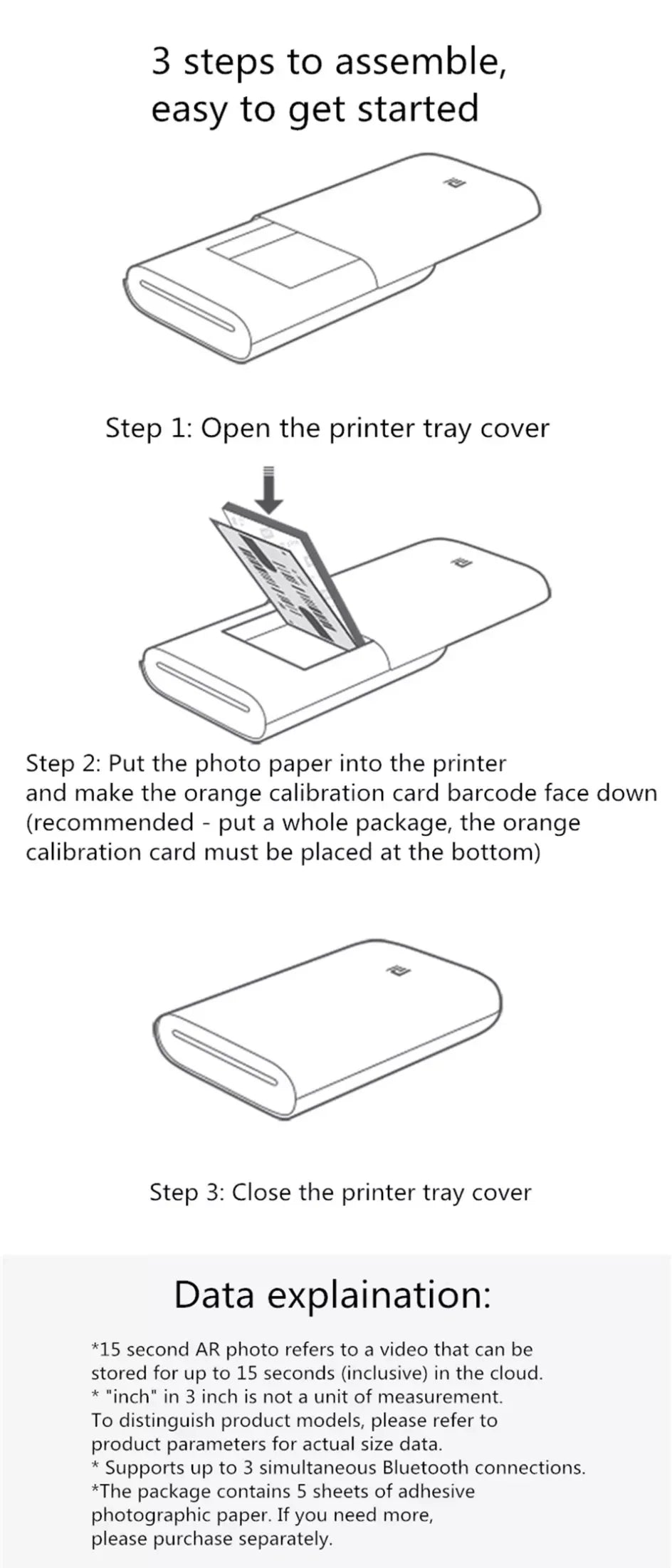 Portable Mini Photo Printer & Paper Refill Options