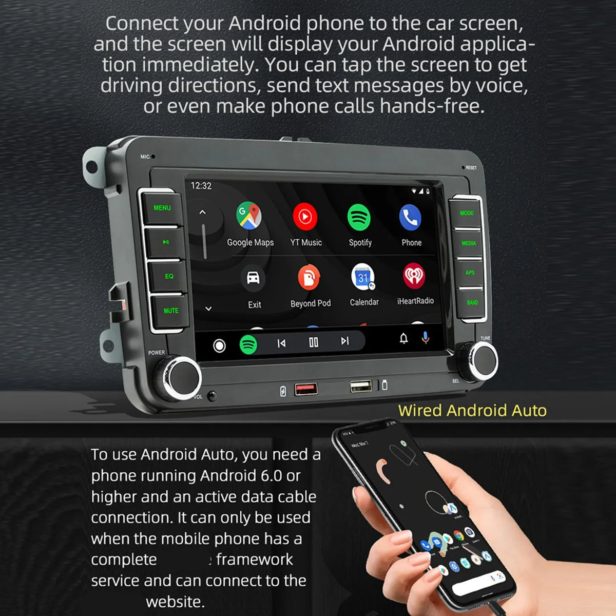 7-Inch Touchscreen Car Stereo with Apple CarPlay & Android Auto
