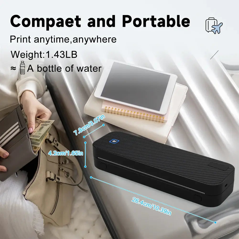 Portable A4 Bluetooth Thermal Printer & Paper Roll Option