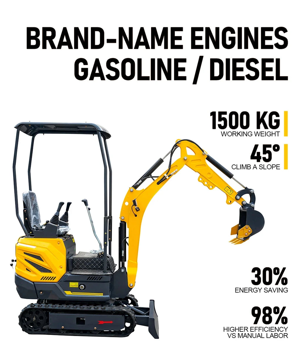 1 Ton Mini Excavator with Custom Color Options