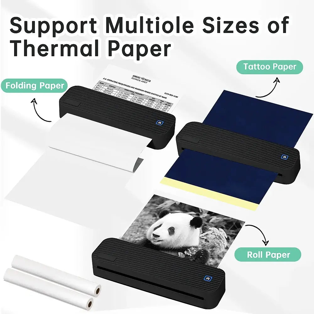 Portable A4 Bluetooth Thermal Printer & Paper Roll Option
